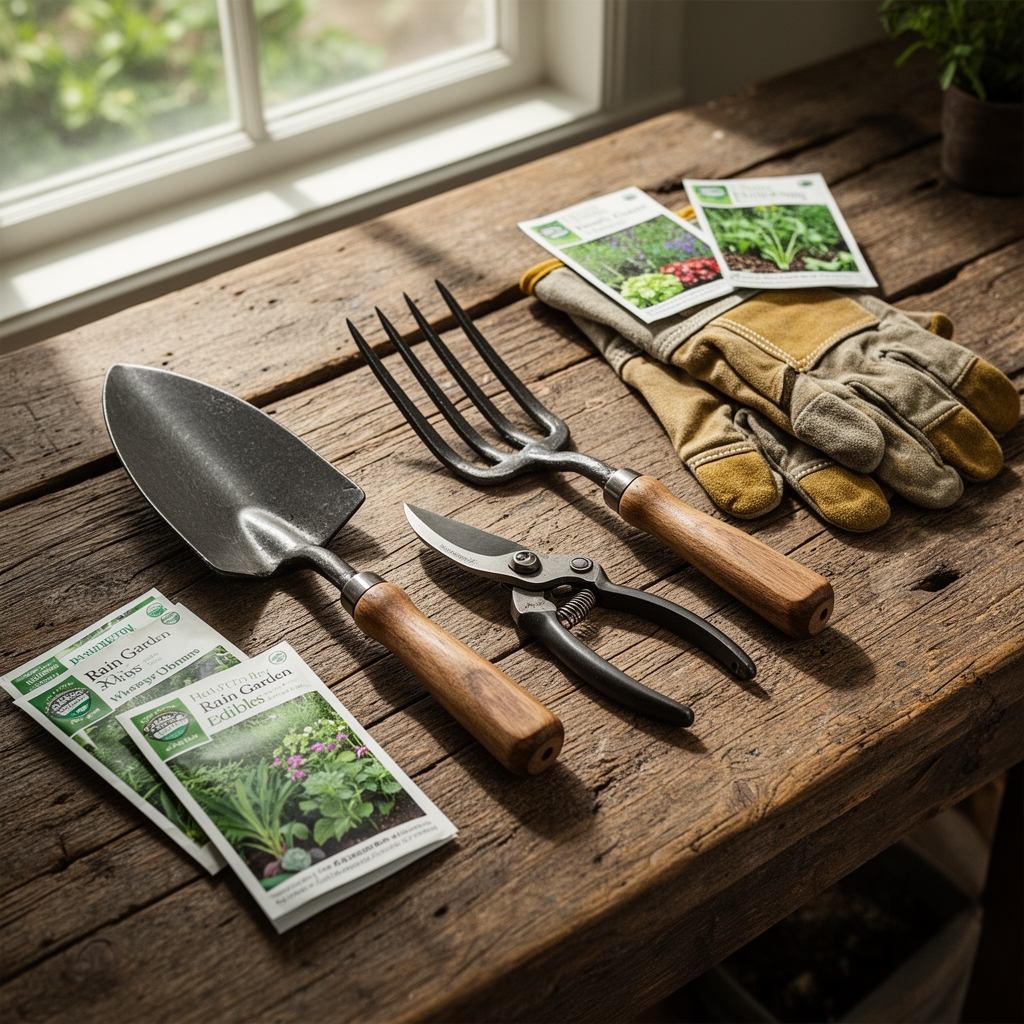 steps to rain garden edibles